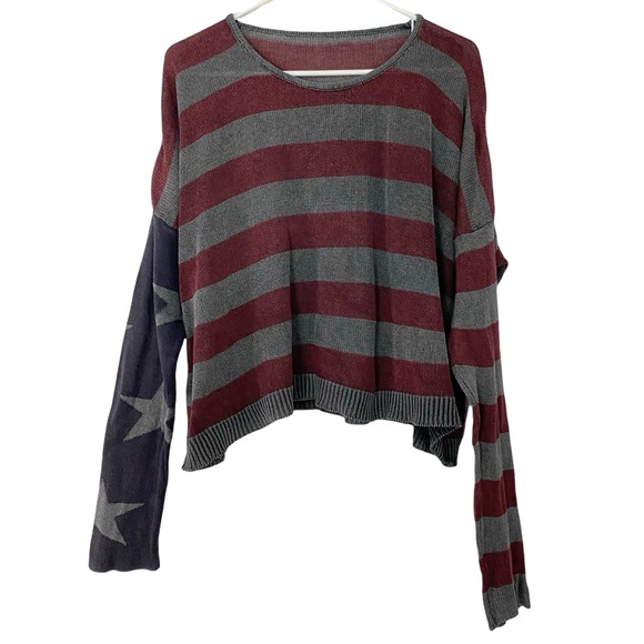 Brandy Melville Sweaters - Brandy Melville American Flag Sweater Pullover Womens One Size Small Medium Red